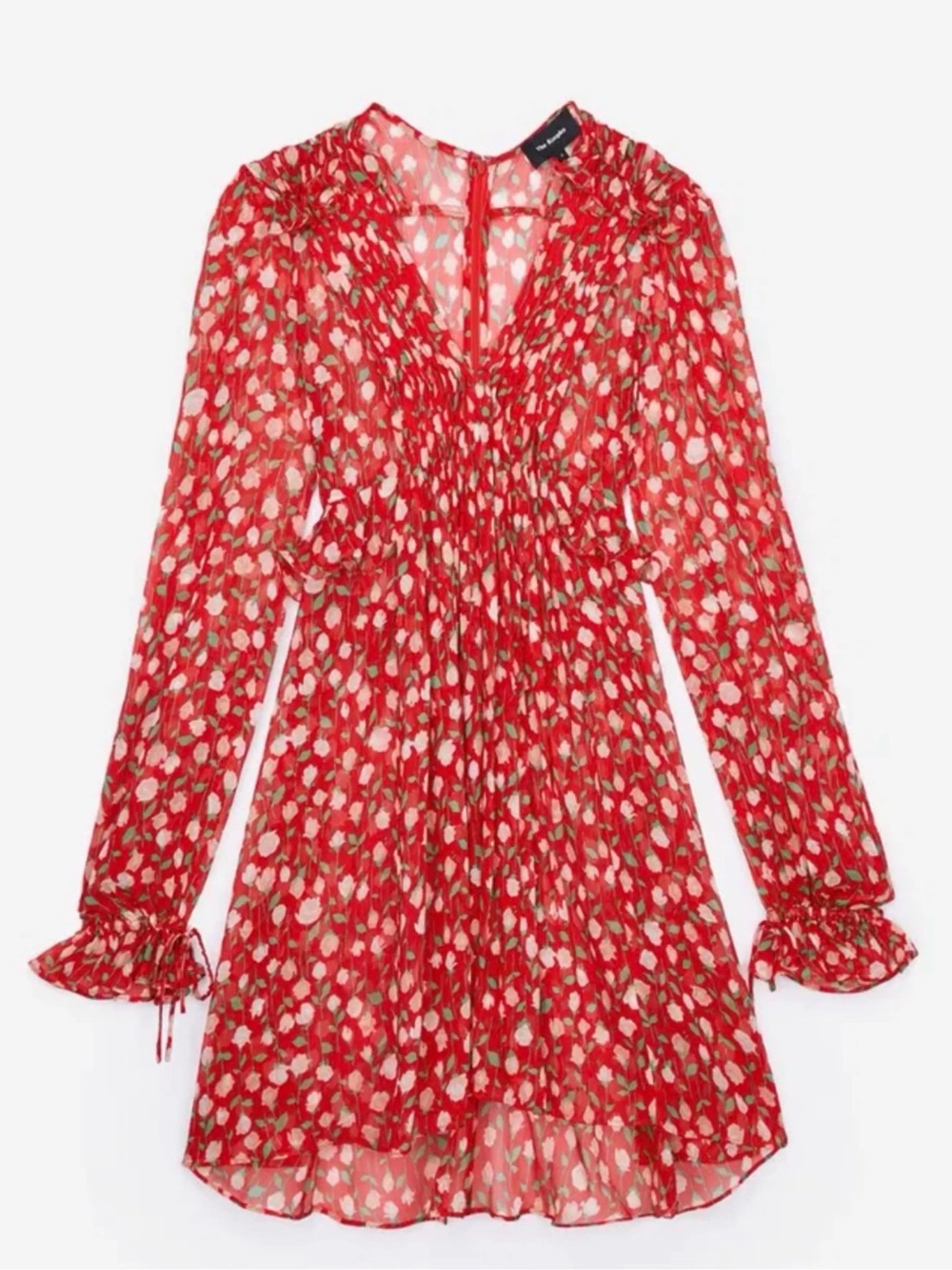 The Kooples Rosa Rosa Red Floral Sheer Dress Size M (2)